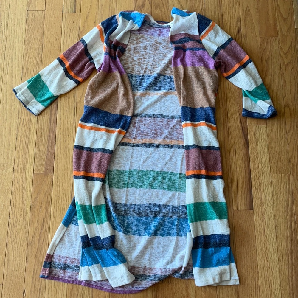 Ginger G Rainbow Striped Open Front Cardigan
